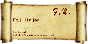 Foj Mirjam névjegykártya